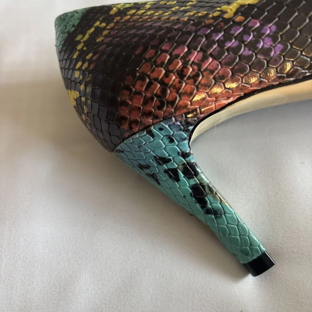 Walking Cradles Snake Print High Heels Womens Size 8M Multicolor Leather Pointed - Picture 7 of 9